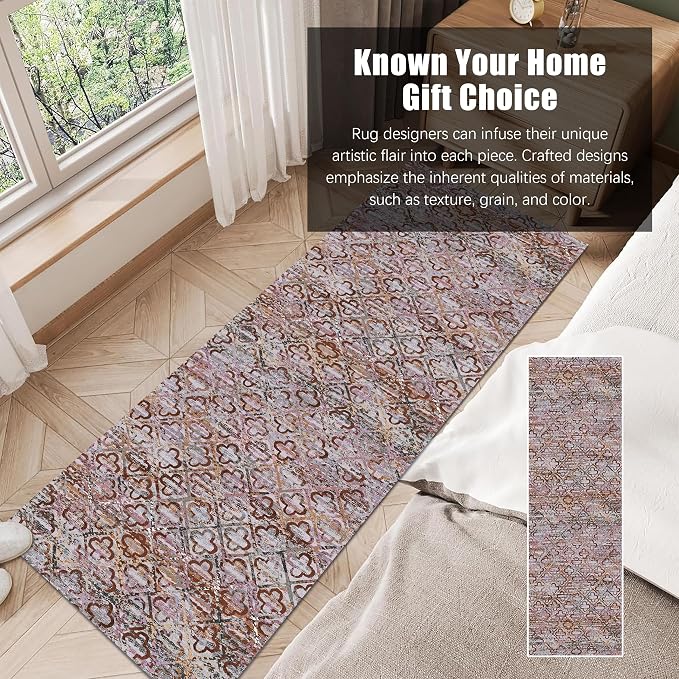 Washable Area Rugs, 2'6'' x 8' - 1/6 Thick - Stain & Water Resistant Non-Slip - Perfect Resistant Rug for Living Room, Bedroom, Nursery, Pet & Child Friendly, Vibrant Colors Rugs, Purple