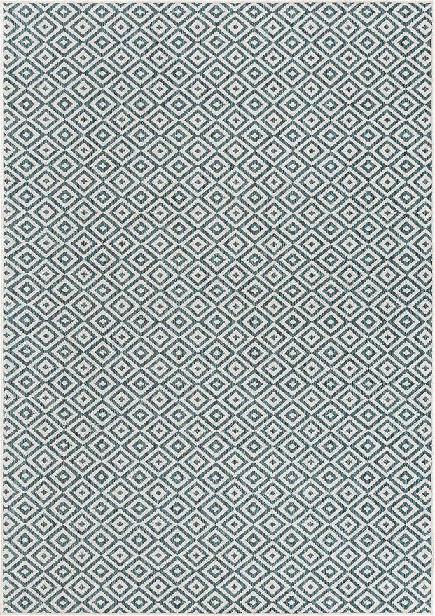 Unique Loom Outdoor Collection Area Rug - Costa Rica (7' 1" x 10' Rectangle, Teal/ Ivory)