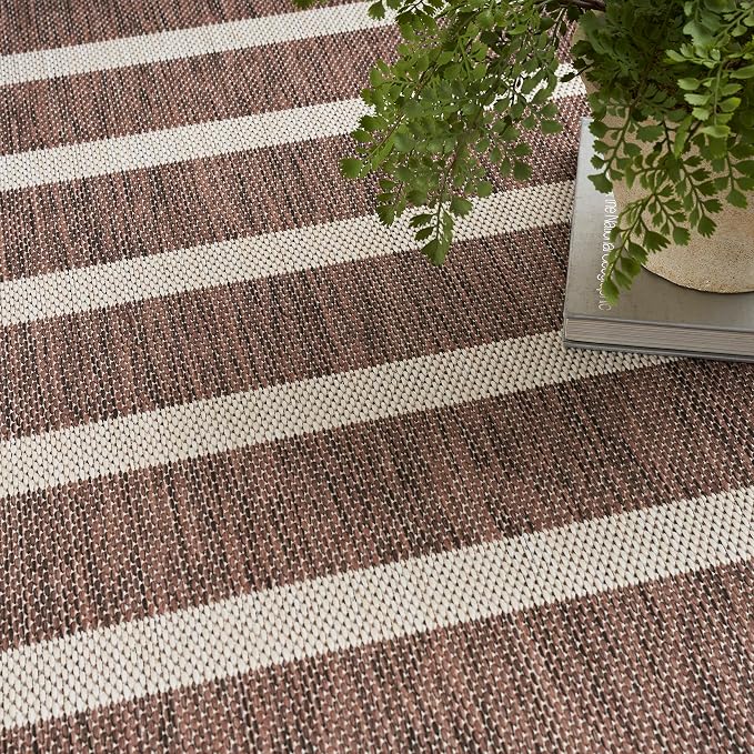 Nourison Home Positano Indoor/Outdoor Natural Ivory 7' x 10' Area Rug, Easy Cleaning, Non Shedding, Bed Room, Living Room, Dining Room, Deck, Backyard, Patio (7x10)