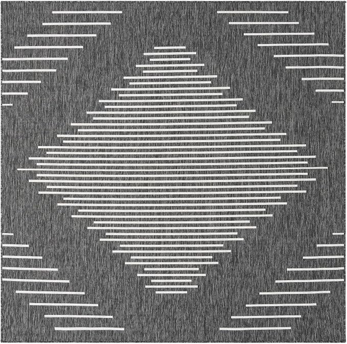 Unique Loom Outdoor Modern Collection Area Rug - Tambor (7' 1" Square, Charcoal Gray/ Ivory)