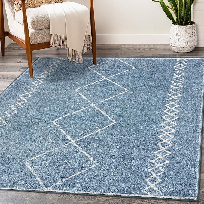 LUXE WEAVERS Daphnes Blue 5x7 Boho Moroccan Geometric Area Rug 2735