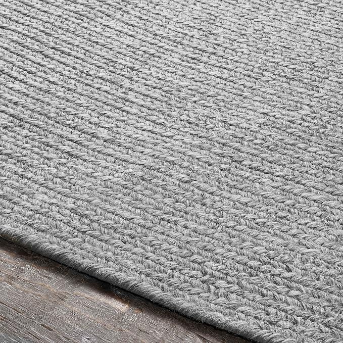 Superior Indoor/Outdoor Area Rug, Reversible Braided Floor Decor for Living Room, Kitchen, Patio, Front Porch, Modern Boho Farmhouse Rugs, Hardwood, Bedroom Accessories, 8' x 10', Slate