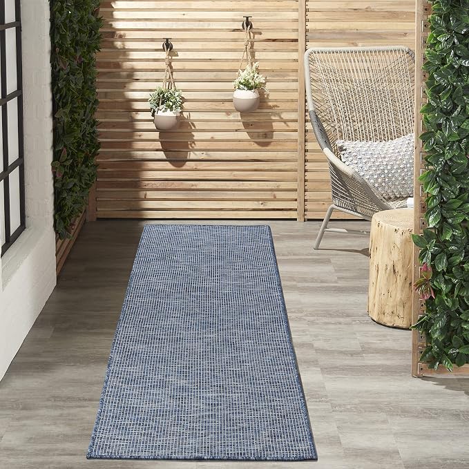 Nourison Home Positano Navy Blue 2'2" x 12' Area Rug - Easy Clean, Non Shedding, Bed Room, Living Room, Dining Room, Kitchen (12' Runner)
