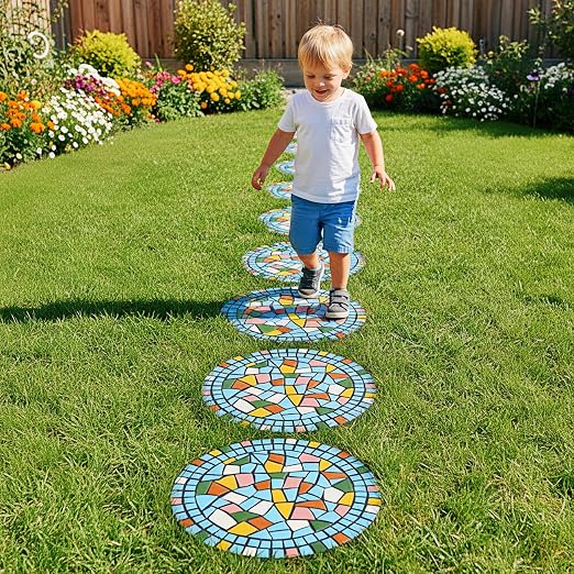 Garden Decoration - Mosaic Stepping Stone - Patio Decoration Stone 12 Inch (1, Blue, Medium)