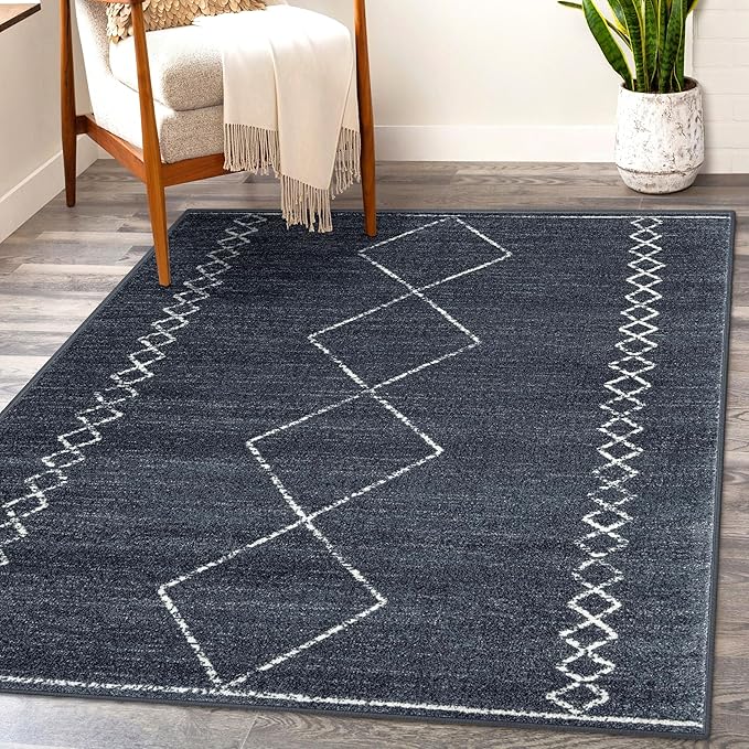 LUXE WEAVERS Daphnes Anthracite 6x9 Boho Moroccan Geometric Area Rug 2735