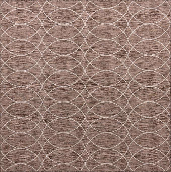 Unique Loom Outdoor Trellis Collection Area Rug - Gitter (10' Square, Brown/ Ivory)