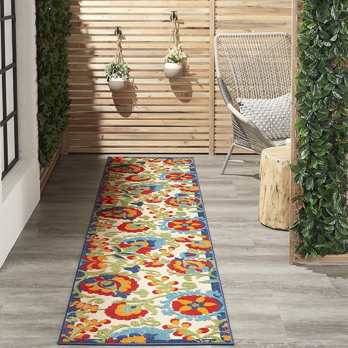 Nourison Home Aloha Multicolor 2'3" x 12' Area Rug - Easy Clean, Non Shedding, Bed Room, Living Room, Dining Room, Kitchen (12' Runner)