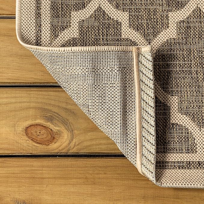 JONATHAN Y Moroccan Trellis Indoor Outdoor Octagon Area Rug 5 Ft Brown/Beige, Trebol Textured Weave for Backyard, Patio, Porch, Easy-Cleaning, High Traffic, Pet-Friendly, Non-Shedding (SMB109A-5TGN)