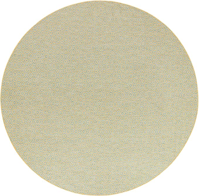 Unique Loom Jill Zarin Jill Zarin Outdoor Collection Area Rug - Costa Rica (13' Round, Yellow and Aqua/Light Blue)