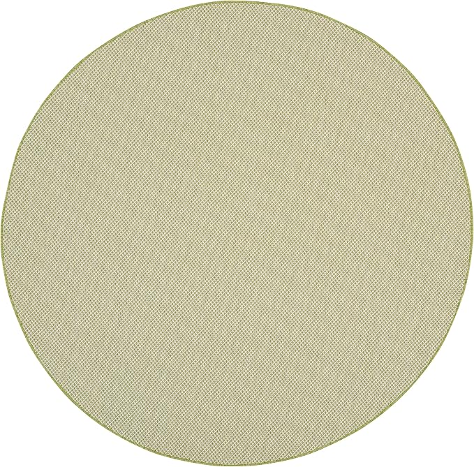 Nourison Home Courtyard Ivory Green 8' x Round Area Rug - Easy Clean, Non Shedding, Bed Room, Living Room, Dining Room, Kitchen (8' x Round)