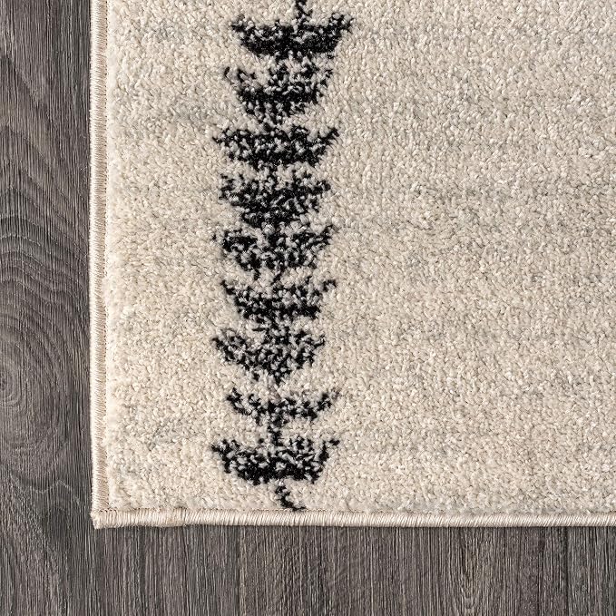 JONATHAN Y Zaina Moroccan Beni Souk Cream/Black Runner Rug, 2x8, Contemporary, Modern, Easy-Cleaning for Living Room, Bedroom, Kitchen, Pet Friendly, Non-Shedding (MOH203A-28)