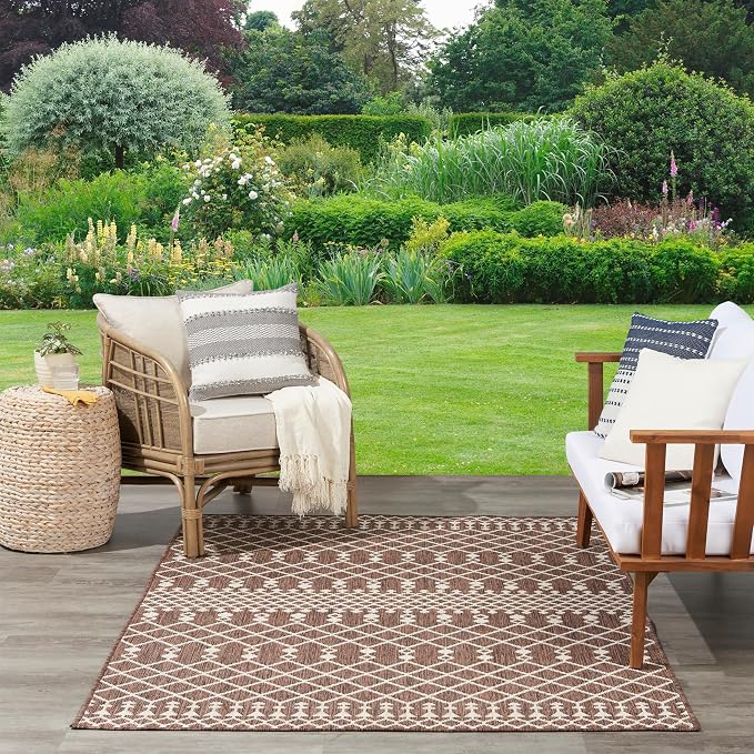 Nourison Home Positano Natural 8' x 10' Area Rug - Easy Clean, Non Shedding, Bed Room, Living Room, Dining Room, Kitchen (8' x 10')