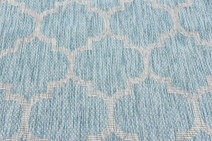 Unique Loom Outdoor Trellis Collection Area Rug (4' 1" x 6' 1" Rectangle, Aquamarine/ Gray)