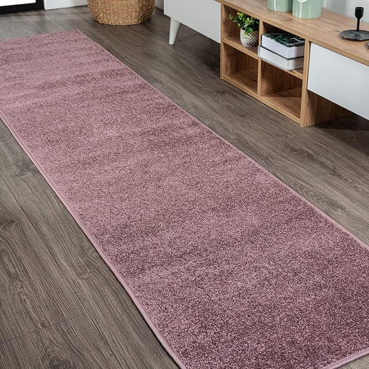 JONATHAN Y Haze Solid Low-Pile Light Purple Runner Rug 2x12, Coastal,Bohemian,Minimalist,Classic, Easy-Cleaning for Living Room,Bedroom,Kitchen,Pet Friendly,Non-Shedding (SEU100R-212)