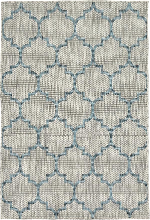 Unique Loom Outdoor Trellis Collection Area Rug (4' 1" x 6' 1" Rectangle, Gray/ Ivory)