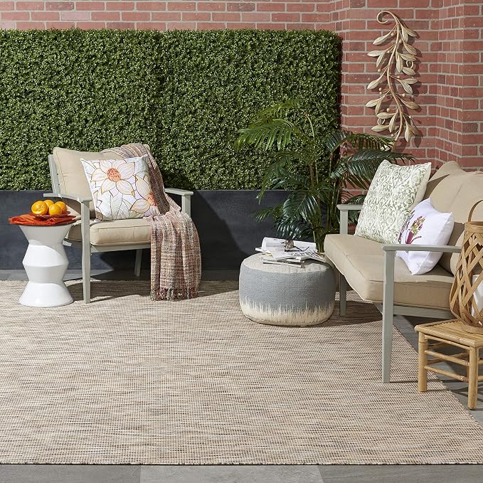 Nourison Home Positano Beige 7' x 10' Area Rug - Easy Clean, Non Shedding, Bed Room, Living Room, Dining Room, Kitchen (7' x 10')