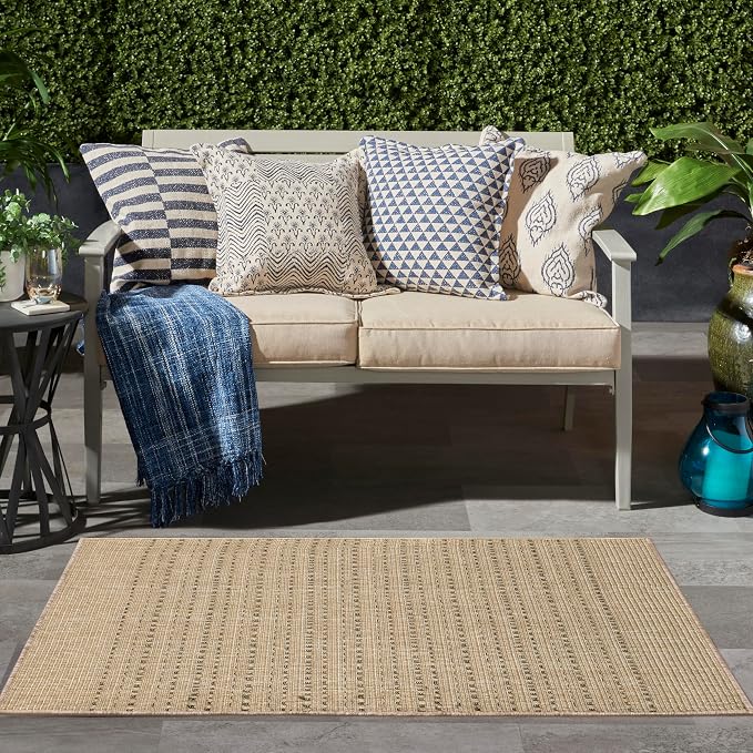 Nourison Home Tulum Taupe 2' x 3' Area Rug - Easy Clean, Non Shedding, Bed Room, Living Room, Dining Room, Kitchen (2' x 3')