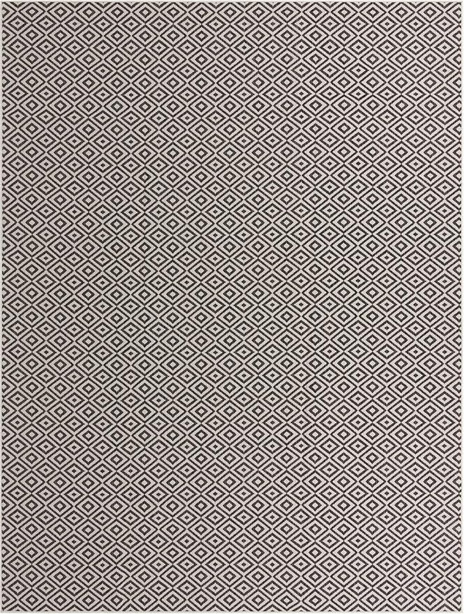 Unique Loom Jill Zarin Outdoor Collection Area Rug - Costa Rica (10' x 13' 1" Rectangle, Charcoal Gray/ Ivory)