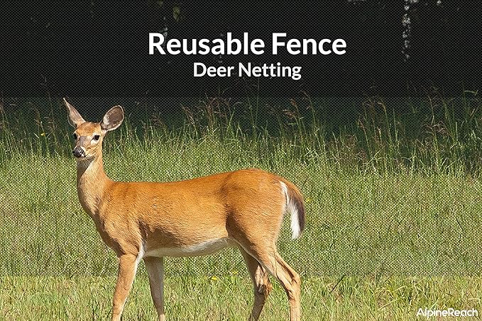 AlpineReach Garden Netting 7.5 x 65 ft Heavy Duty Bird Net, Deer, Plant Protection Extra Strong Woven Mesh, Reusable Kit with Zip Ties, Animal Fencing for Fruits Trees, Green