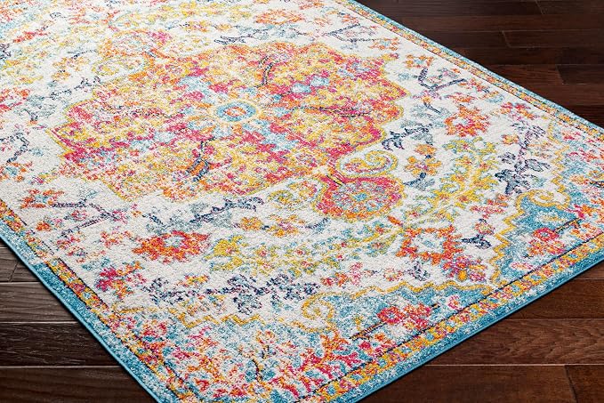 Livabliss Odelia Vintage Bohemian Area Rug,3'11" x 5'7",Orange/Aqua