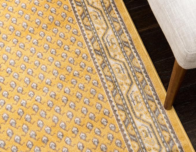 Unique Loom Williamsburg Collection Traditional Border with Dotted Center Area Rug, Runner 2' 9" x 9' 10", Yellow/Beige