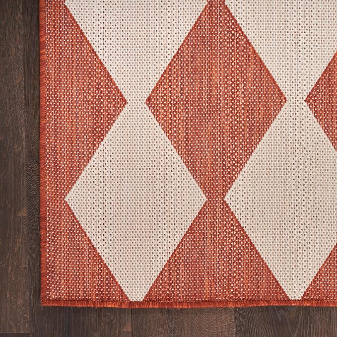 Nourison Home Positano Terracotta 6' x 9' Area Rug - Easy Clean, Non Shedding, Bed Room, Living Room, Dining Room, Kitchen (6' x 9')