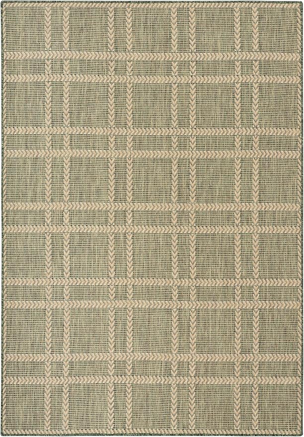 Nourison Home Horizon Indoor/Outdoor Green 5' x 7' Area Rug - Easy Clean, Non Shedding, Bed Room, Living Room, Dining Room, Kitchen (5' x 7')