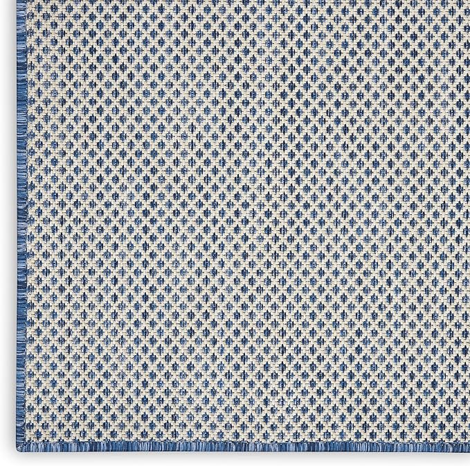 Nourison Home Courtyard Ivory Blue 5' x 7' Area Rug - Easy Clean, Non Shedding, Bed Room, Living Room, Dining Room, Kitchen (5' x 7')
