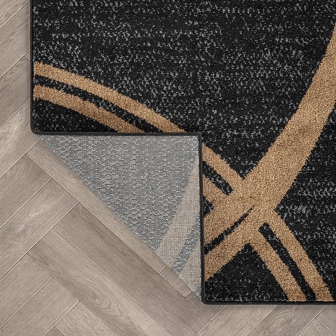 Rugshop Wavy Circles Modern Non-Shedding Area Rug Camel 7'10" x 10'2" | Rectangular, Size 7'10" x 10'2", Living Room, Bedroom, Dining Room, Home Office, Kitchen, Entryway, Hallway, Nursery, Bedside