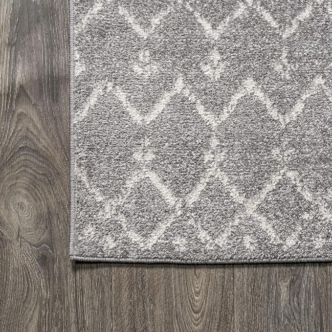JONATHAN Y Boho Vintage Diamond Gray/Ivory Round Area Rug 5 ft, Moroccan Hype for Living Room, Bedroom, Kitchen, Office, Easy-Cleaning, High Traffic, Pet-Friendly, Non-Shedding (MOH101C-5R)