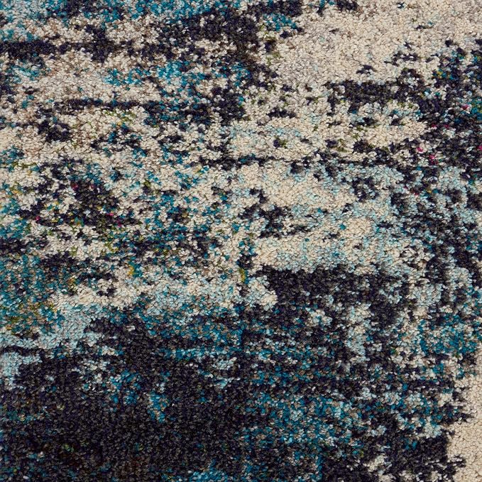 Nourison Home Celestial Ivory Teal Blue 2'2" x 3'9" Area Rug - Easy Clean, Non Shedding, Bed Room, Living Room, Dining Room, Kitchen (2' x 4')