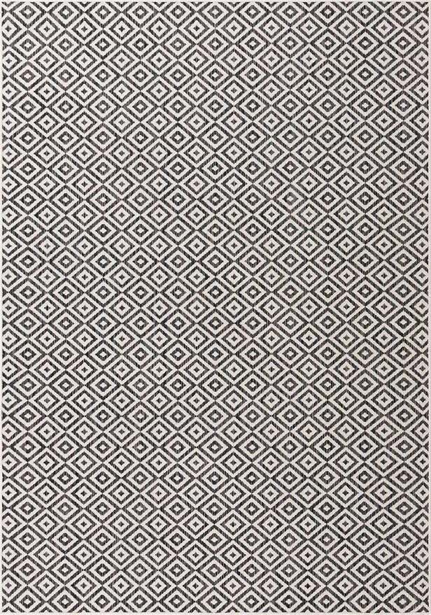 Unique Loom Outdoor Collection Area Rug - Costa Rica (7' 1' x 10' Rectangle, Charcoal Gray/ Ivory)