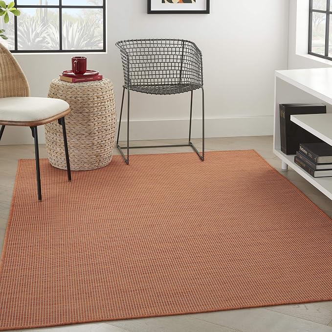 Nourison Home Positano Terracotta 3' x 5' Area Rug - Easy Clean, Non Shedding, Bed Room, Living Room, Dining Room, Kitchen (3' x 5')