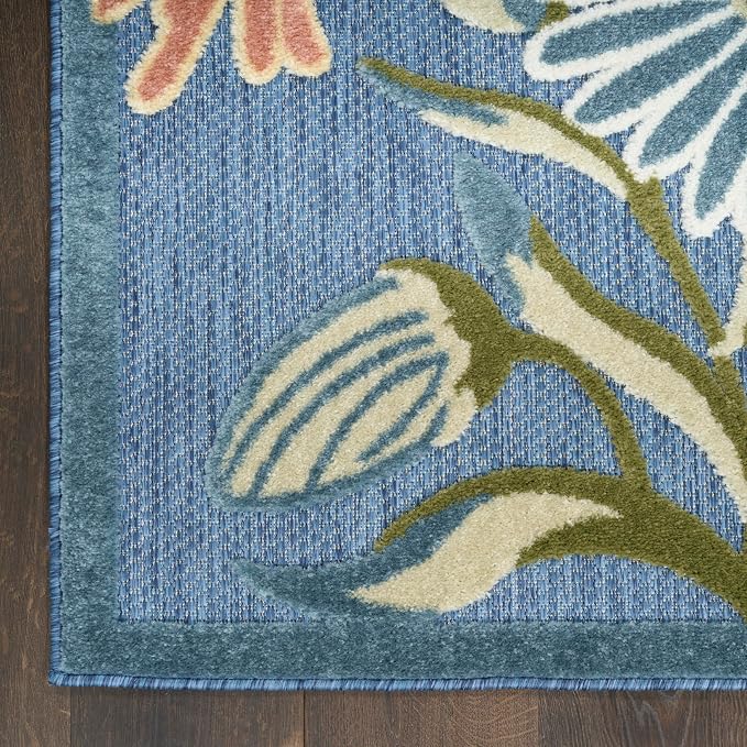 Nourison Home Aloha Blue Sage 5'3" x 7'5" Area Rug - Easy Clean, Non Shedding, Bed Room, Living Room, Dining Room, Kitchen (5' x 8')