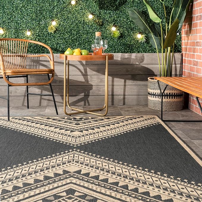 Nuloom Outdoor Performance Collection Landry Charcoal/Ivory, 5' x 8', Soft, High Traffic, Stain Resistant, Easy Clean, Durable Area Rug for Indoor/Outdoor Patio, Deck, Porch, Garden, Courtyard