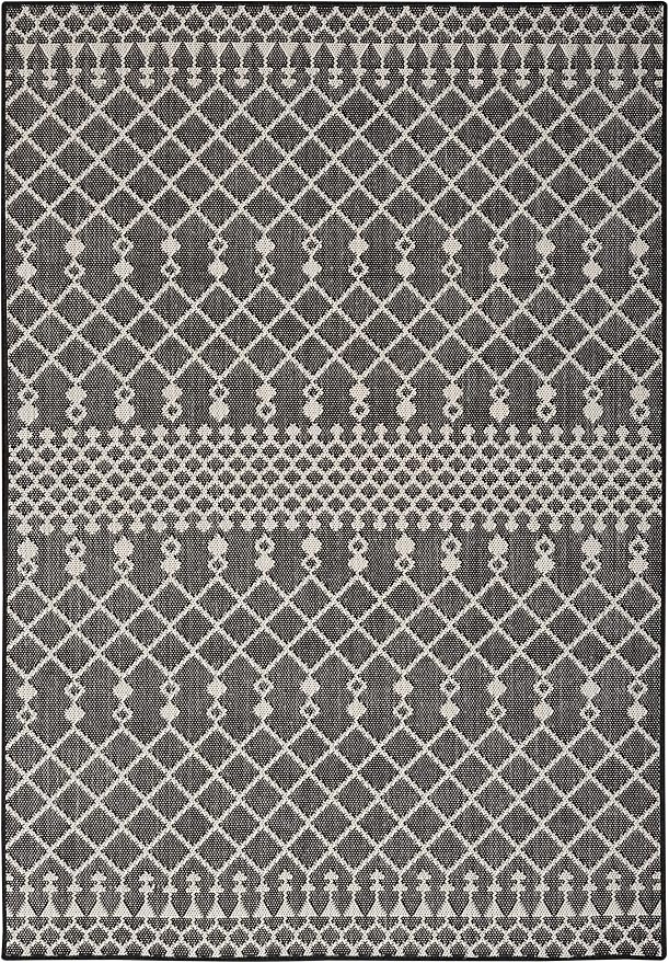 Nourison Home Positano Black 5' x 7' Area Rug - Easy Clean, Non Shedding, Bed Room, Living Room, Dining Room, Kitchen (5' x 7')