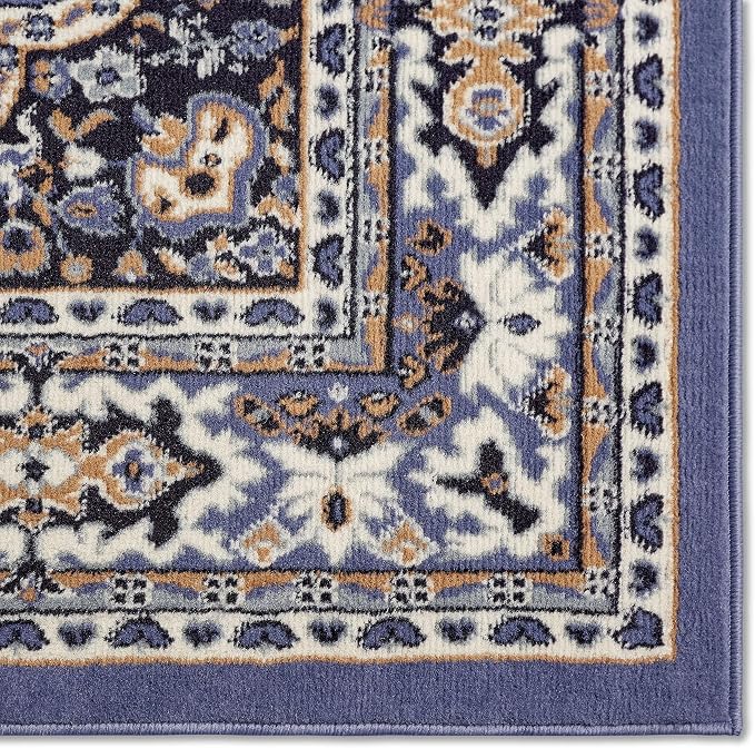 Home Dynamix Premium Sakarya Traditional Medallion Border Area Rug, Country Blue, 9'2"x12'5" Rectangle