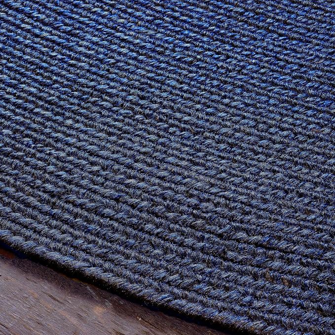 Superior Jute Oval Indoor Area Rug, Denim Blue
