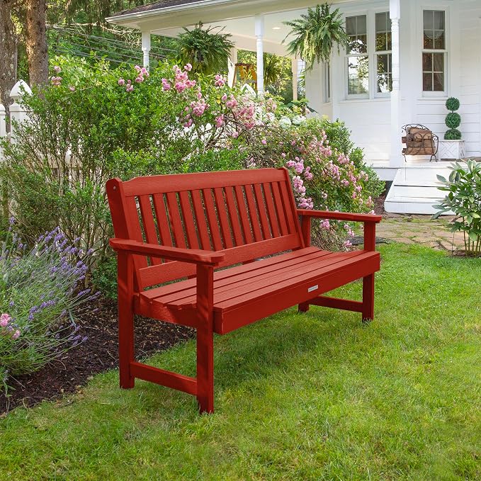 highwood Lehigh Garden Bench, 5 Feet, Rustic Red