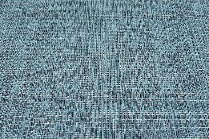 Unique Loom Collection Casual Transitional Solid Heathered Indoor/Outdoor Flatweave Area Rug (5' 3" x 8' Rectangle, Teal/Navy Blue)