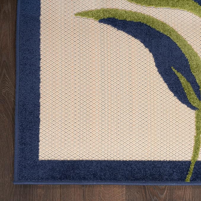 Nourison Home Aloha Multicolor 5'3" x Square Area Rug - Easy Clean, Non Shedding, Bed Room, Living Room, Dining Room, Kitchen (5' x Square)