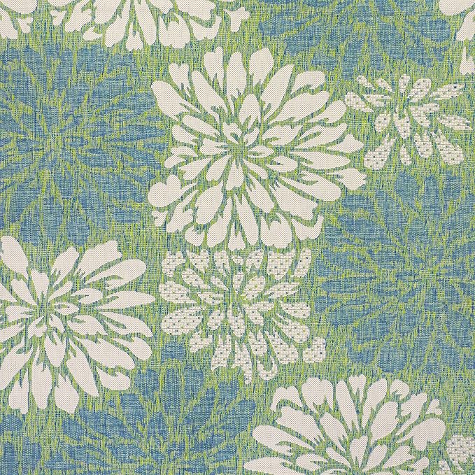 JONATHAN Y Floral Textured Weave Indoor Outdoor Square Area Rug 4X4 Cream/Green, Zinnia Modern for Backyard, Patio, Porch, Easy-Cleaning, High Traffic, Pet-Friendly, Non-Shedding (SMB110D-4SQ)