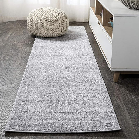 JONATHAN Y Haze Solid Low-Pile Light Gray Runner Rug 2x16, Coastal,Bohemian,Minimalist,Classic, Easy-Cleaning for Living Room,Bedroom,Kitchen,Pet Friendly,Non-Shedding (SEU100K-216)