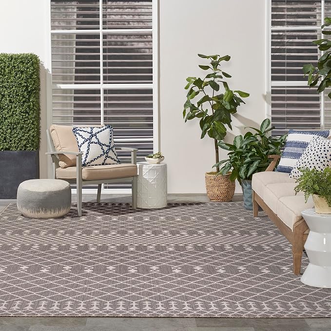 Nourison Home Positano Charcoal 9' x 12' Area Rug - Easy Clean, Non Shedding, Bed Room, Living Room, Dining Room, Kitchen (9' x 12')