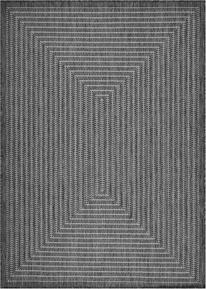 Adiva Rugs Outdoor Indoor Area Rug, Weather Resistant, Easy to Clean, Stain Resistant Floor Mat for Dining Room, Backyard, Deck, Patio (Pebble Weiss, 5' x 7')