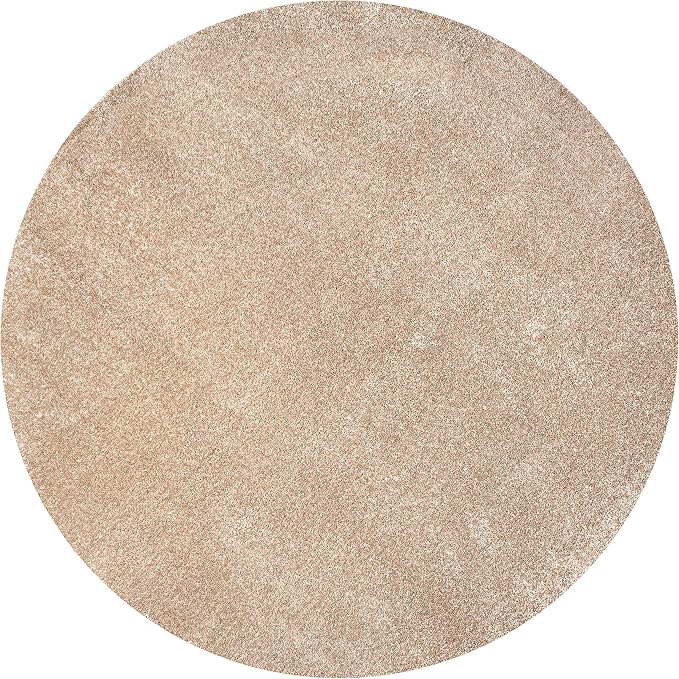 JONATHAN Y Haze Solid Low-Pile Beige 5' Round Indoor Area Rug, Coastal,Bohemian,Minimalist,Classic, Easy-Cleaning for Living Room,Bedroom,Kitchen,Pet Friendly,Non-Shedding (SEU100G-5R)