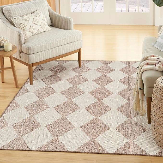 Nourison Home Positano Beige 4' x 6' Area Rug - Easy Clean, Non Shedding, Bed Room, Living Room, Dining Room, Kitchen (4' x 6')