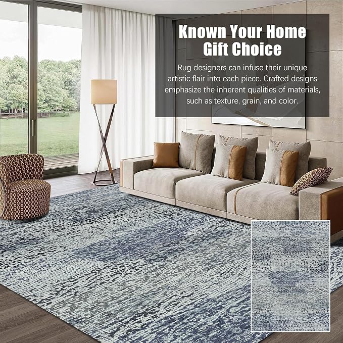 Washable Area Rug - 1/6 Thick - Stain & Water Resistant Non-Slip - Resistant Rug for Living Room, Bedroom, Nursery, Pet & Child Friendly, Vintage Charm Area Rugs (Grey+LightTeal, 5' x 7')