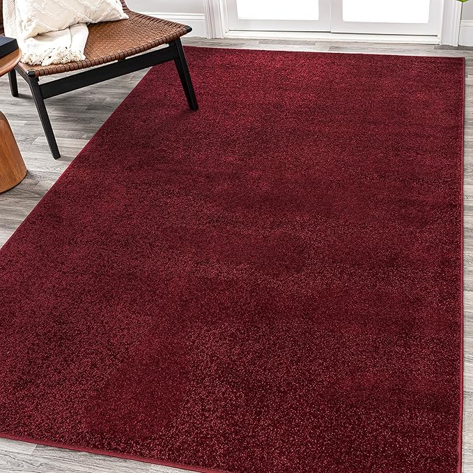JONATHAN Y Haze Solid Low-Pile Dark Red Indoor Area Rug 6x9, Coastal,Bohemian,Minimalist,Classic, Easy-Cleaning for Living Room,Bedroom,Kitchen,Pet Friendly,Non-Shedding (SEU100Q-6)