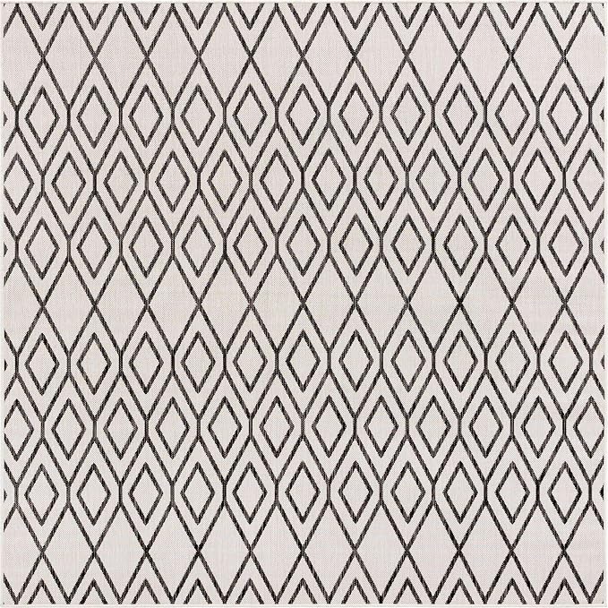 Jill Zarin Outdoor Collection Area Rug - Turks and Caicos (7' 10" Square Ivory/Black)